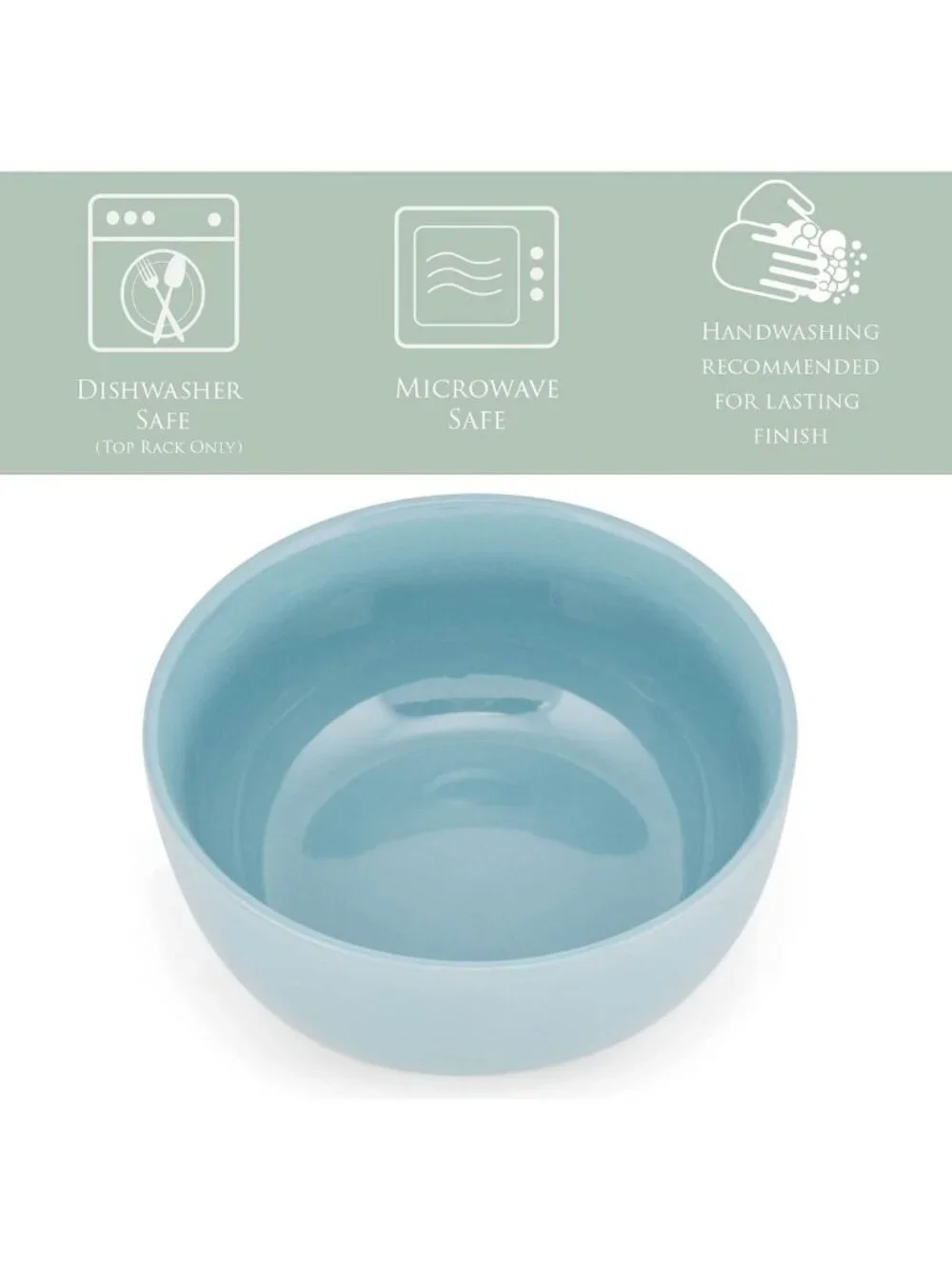 Glossy Ceramic Dinnerware Bowls Set of 4 - 6.5